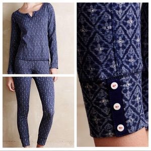 NWT Eloise | Blue Motif Thermal Top & Pants Set